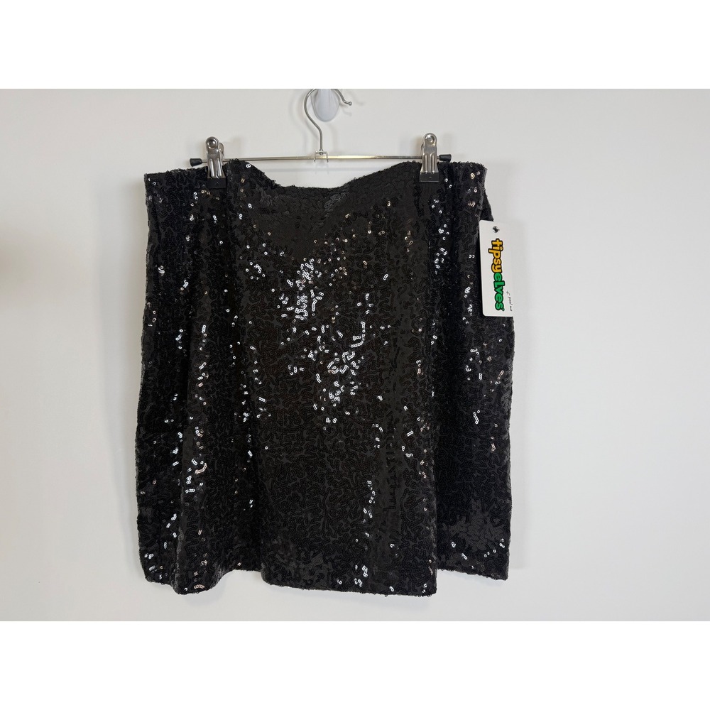 Tipsy Elves Skirt Women's 1X Plus Size Sequin Mini Party Holiday NYE Black New